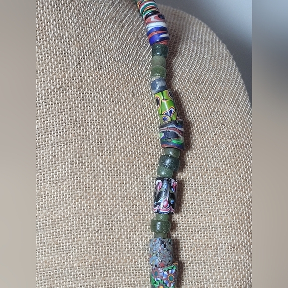 Antique - Vintage Venetian Cane Millefiori Murano Old World Trade Bead Necklace - Picture 11 of 12